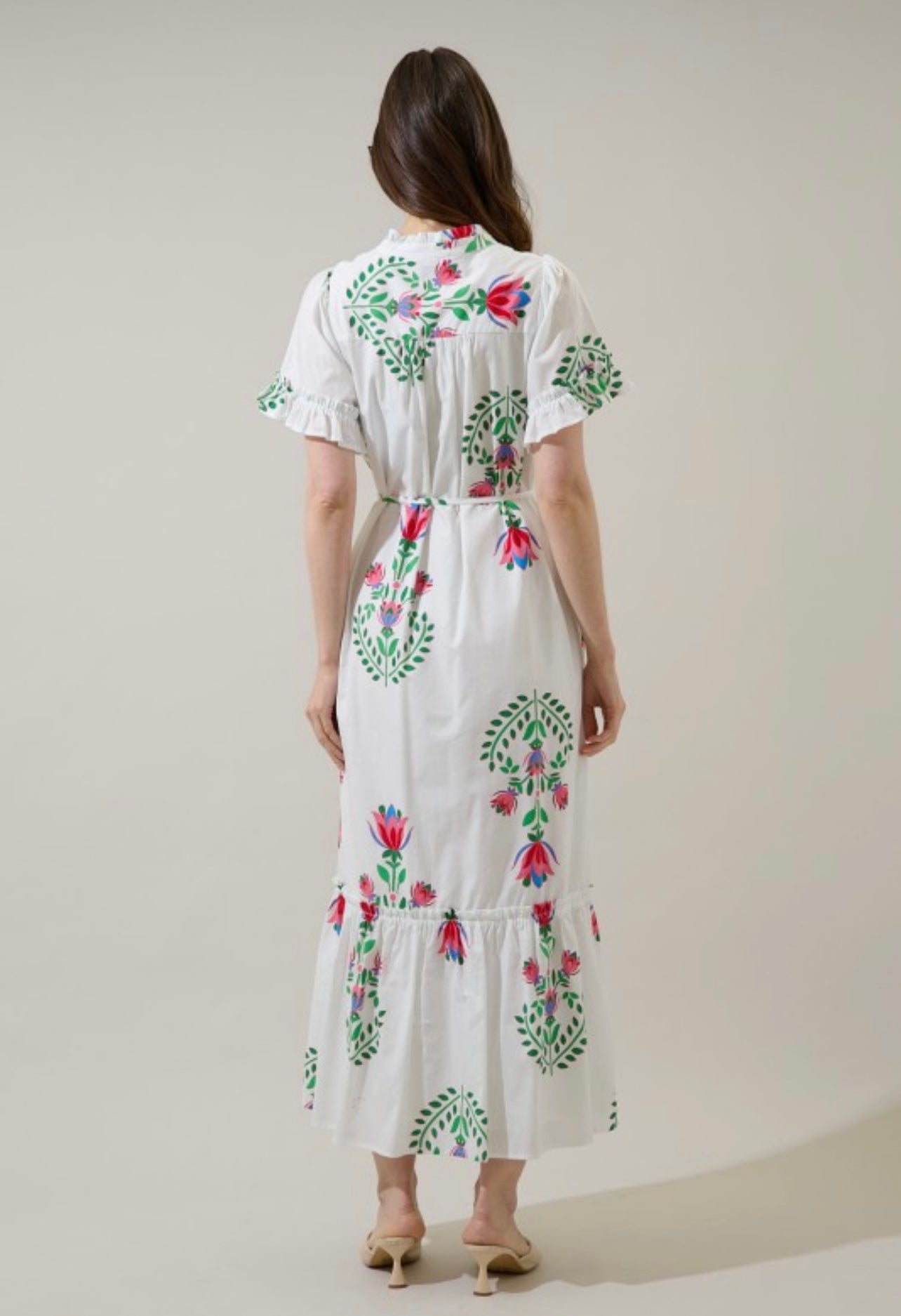 Saury Floral Alna Button Up Midi Dress