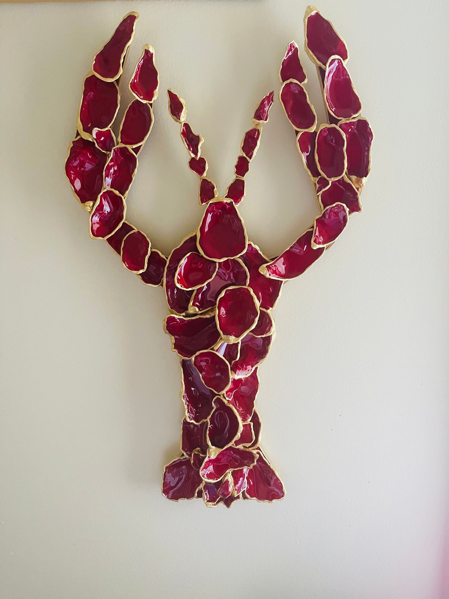 Red Oyster Crawfish Trimmed in Gold
