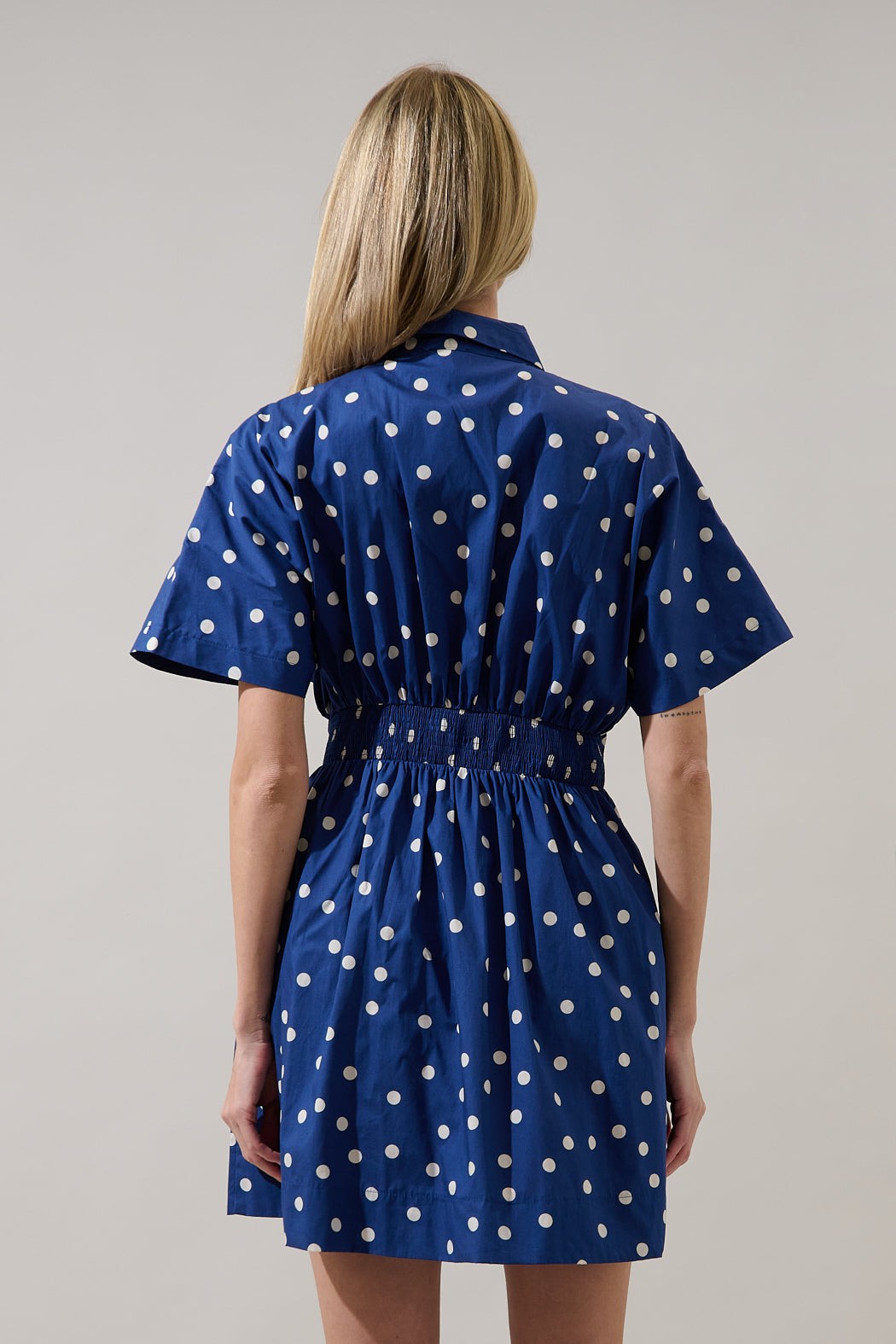 Alix Button Down Mini Dress Polka Dot
