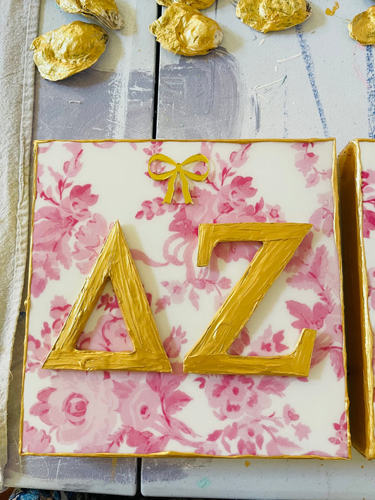 Delta Zeta on Light Pink Floral