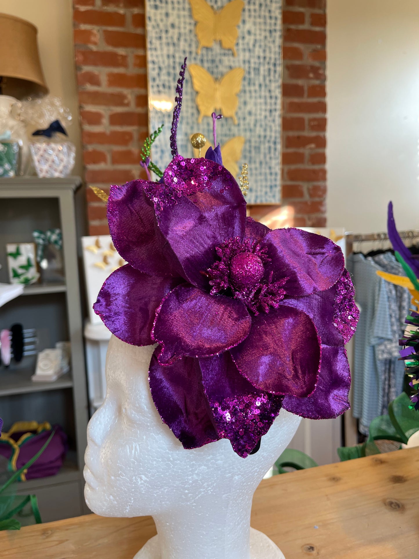 Purple Magnolia Mardi Gras Headpiece