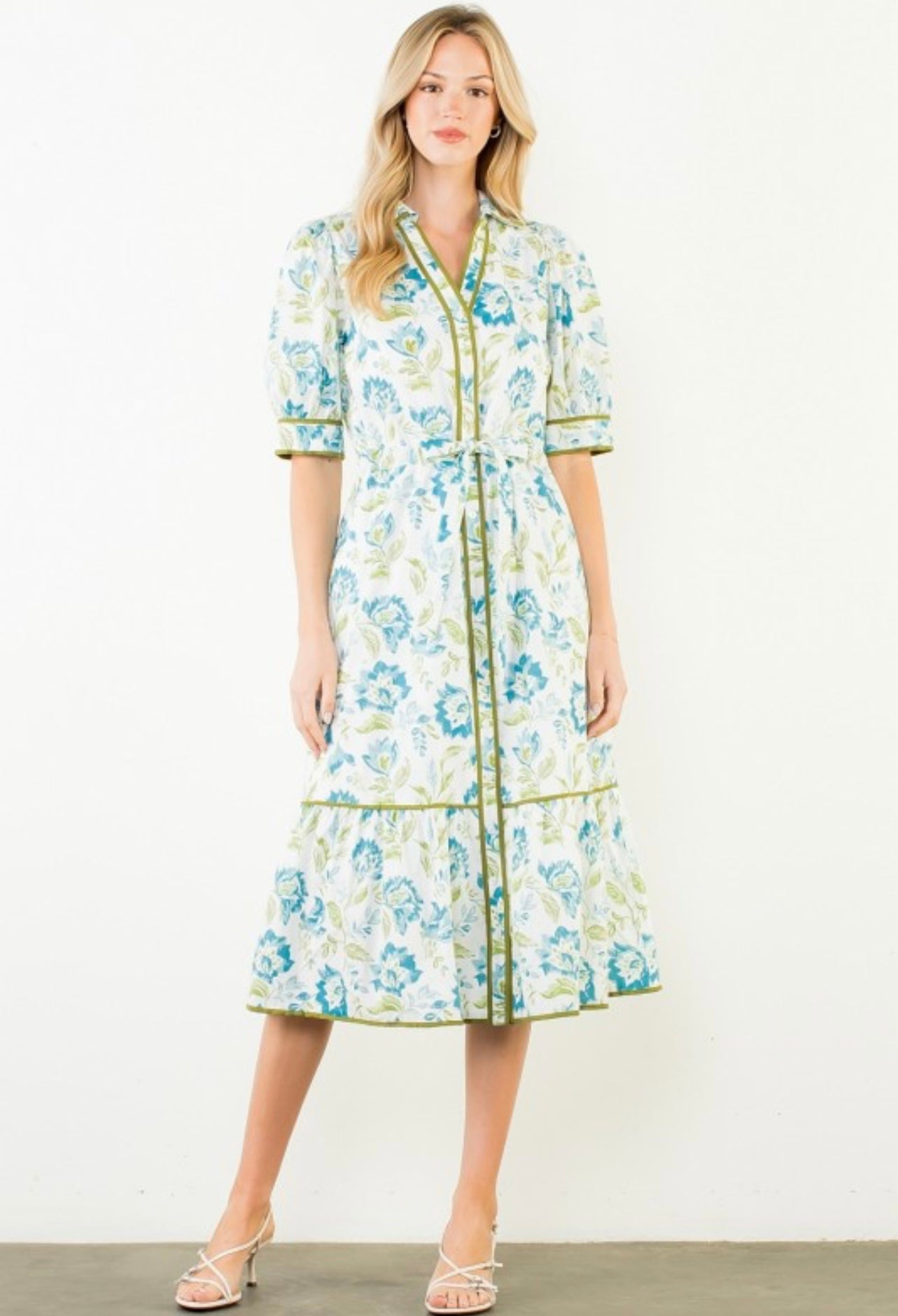 SHORT SLEEVE FLORAL PRINT DRESS