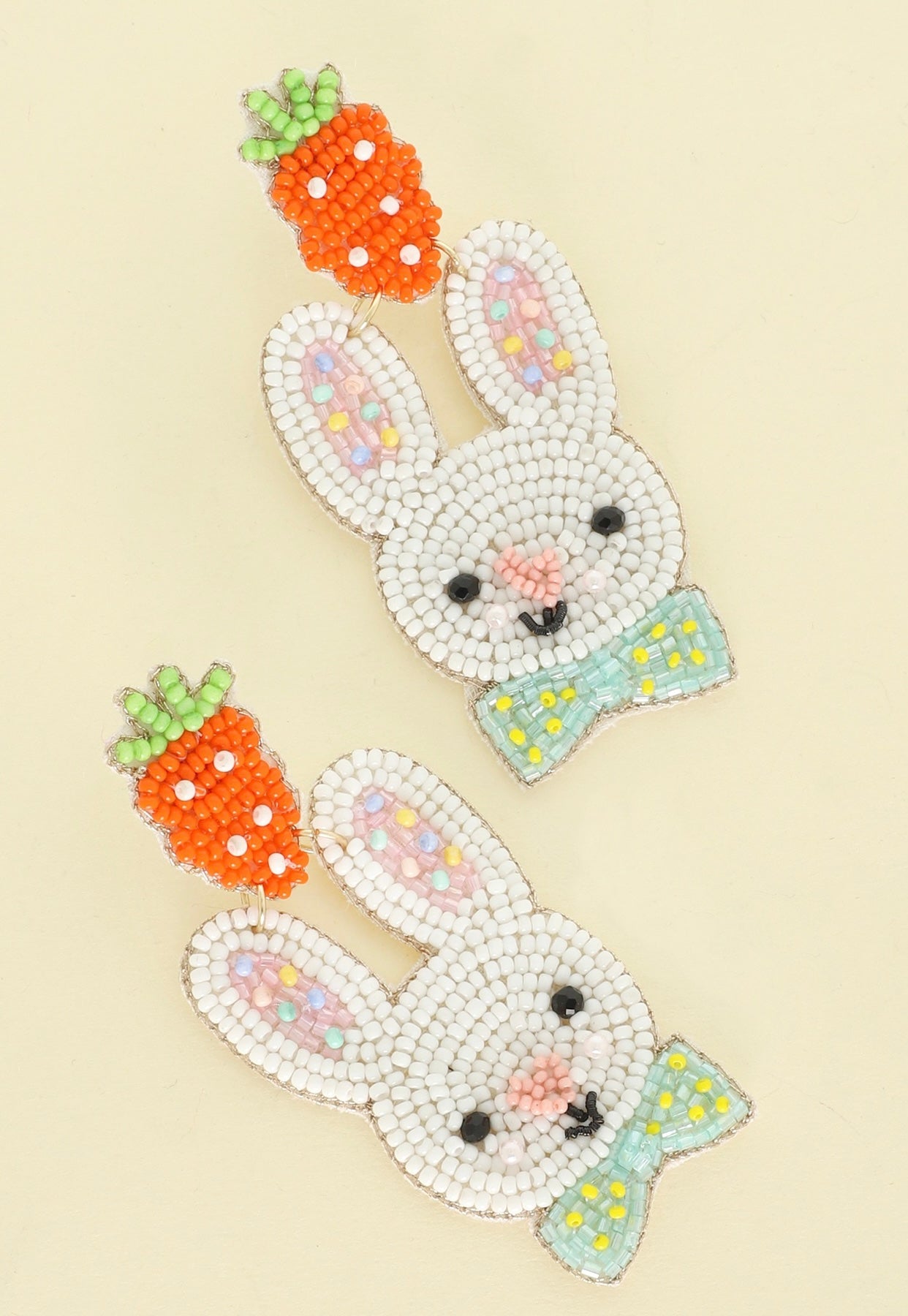 Easter Bow Tie Bunny Beaded Earrings