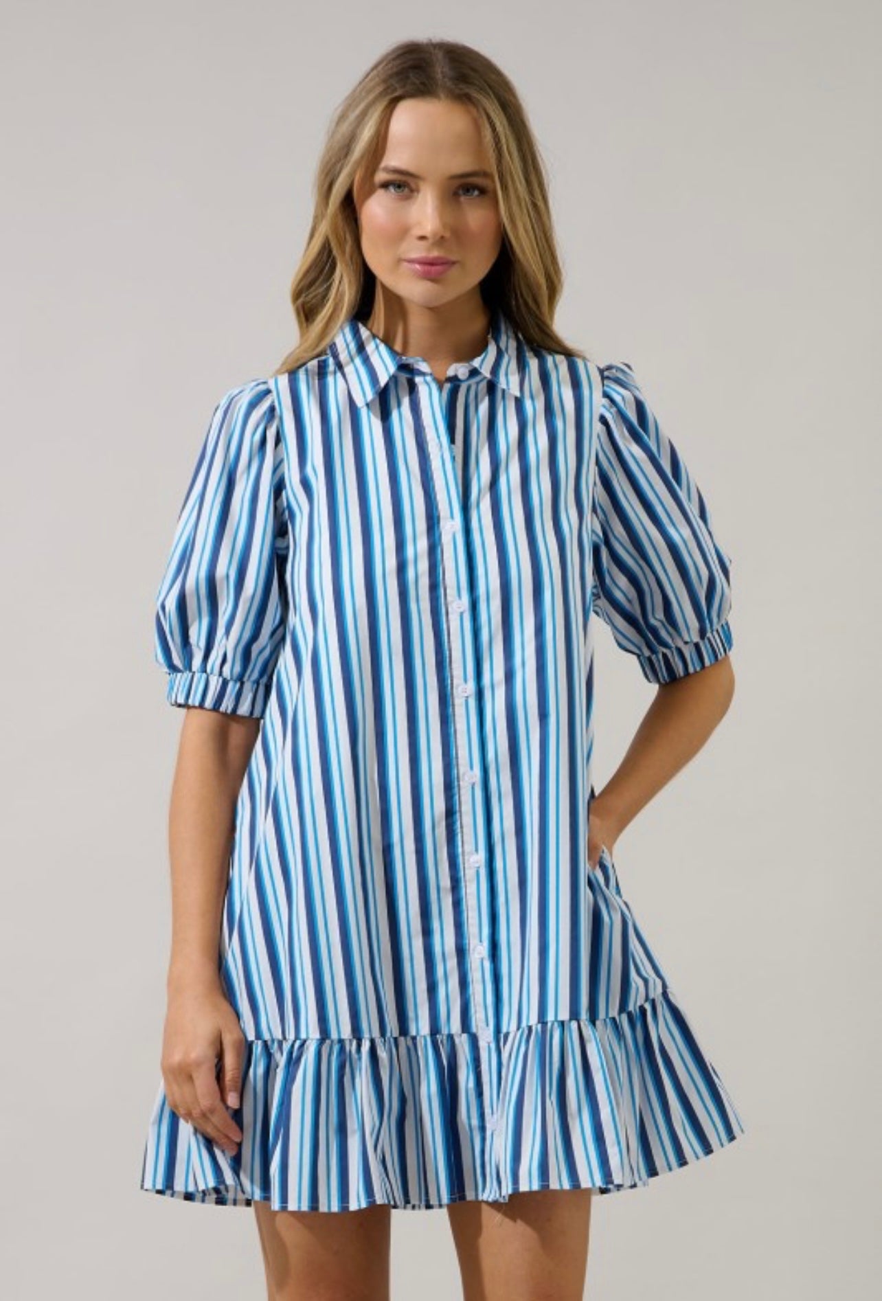 LEVY BUTTON DOWN SHIFT DRESS NORRA