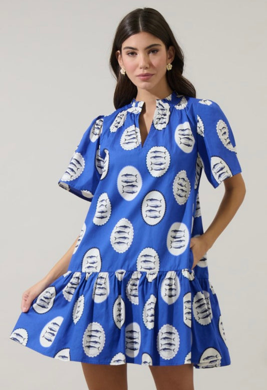Sardine Sea Azari Shift Mini Dress
