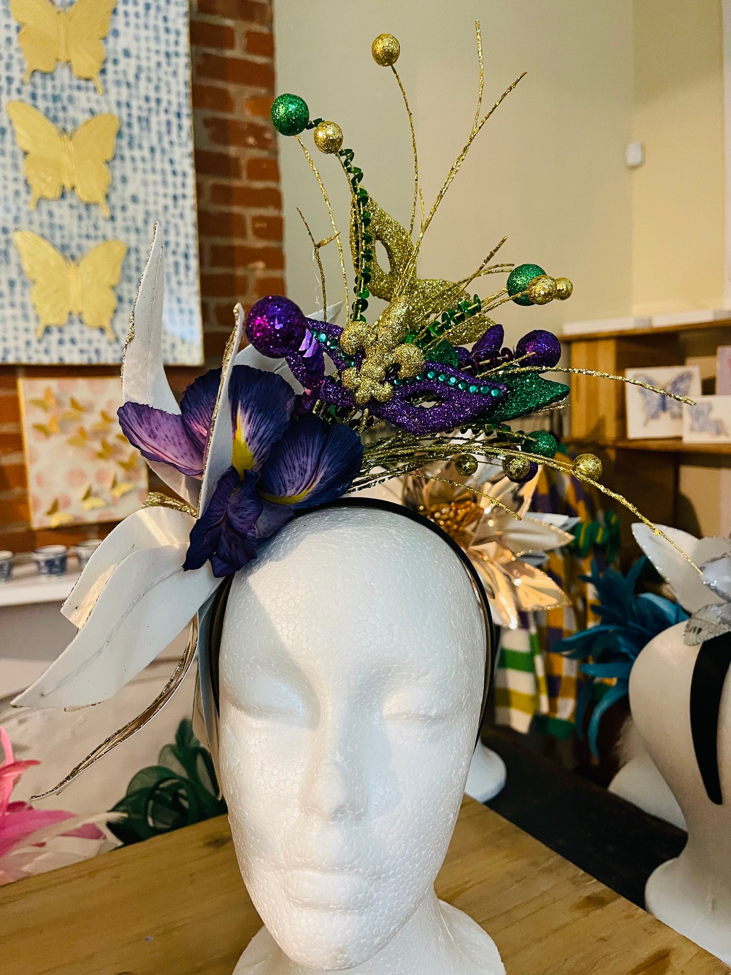 Mardi Gras Metallic Gold Flower