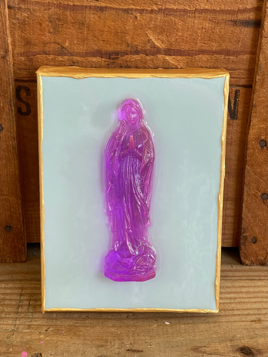 Violet Mary on a Duck Egg 6x8 Canvas