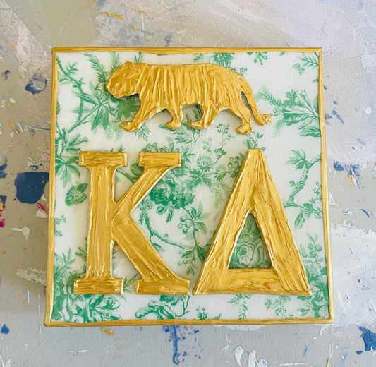 Kappa Delta on Green Floral with Tiger