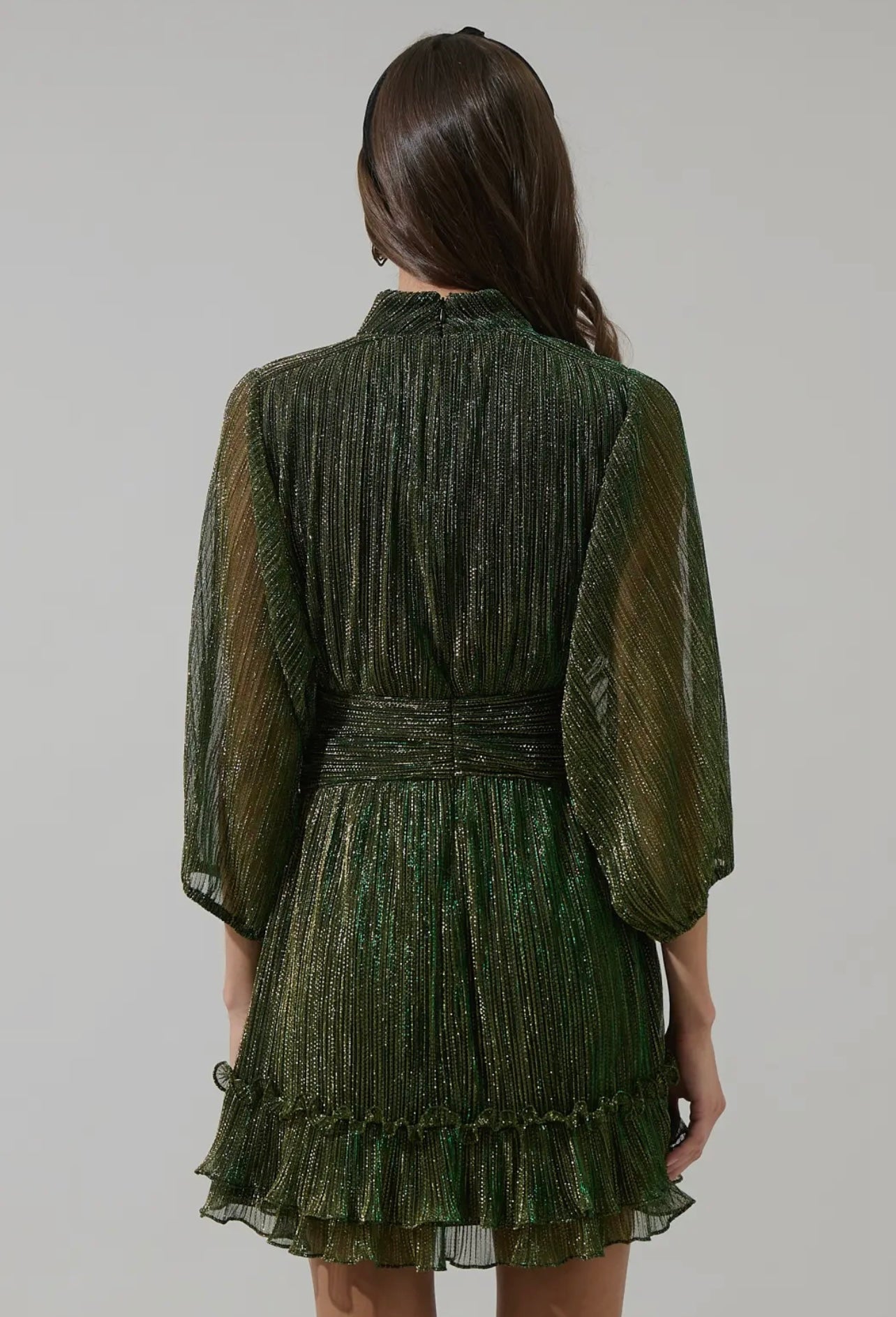 Senoviah Shiny Brett Ruffle Mini Dress