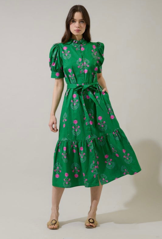Saura Floral Giles Button Up Midi Dress