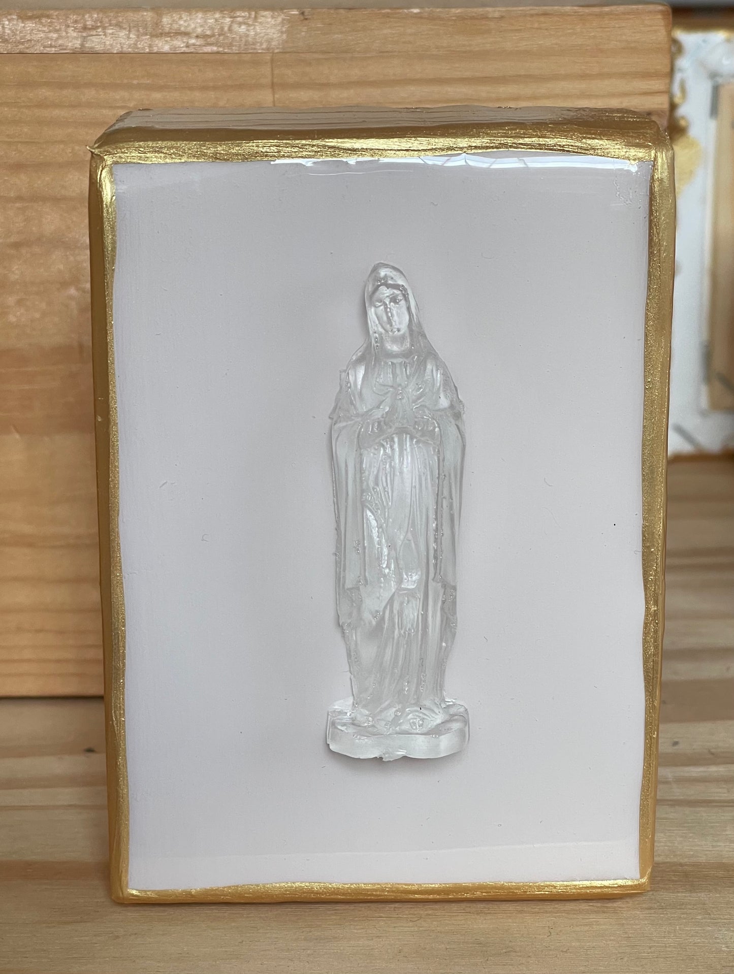 Mother Mary on Wood Block