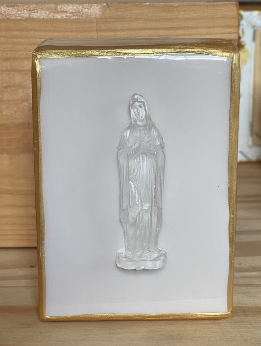 Mother Mary on Wood Block