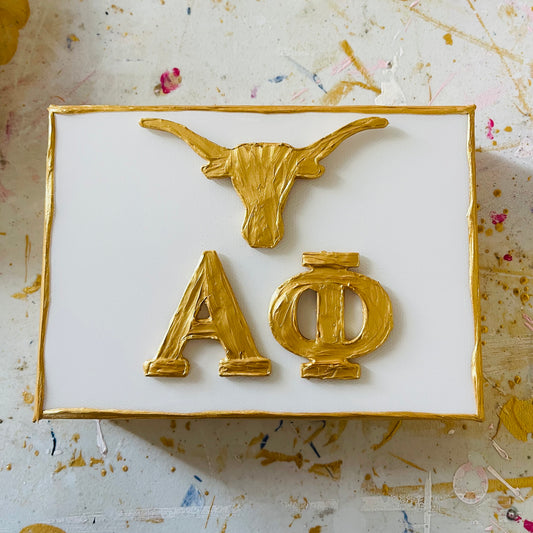 Alpha Omicron Pi Gold Letters on 5x7