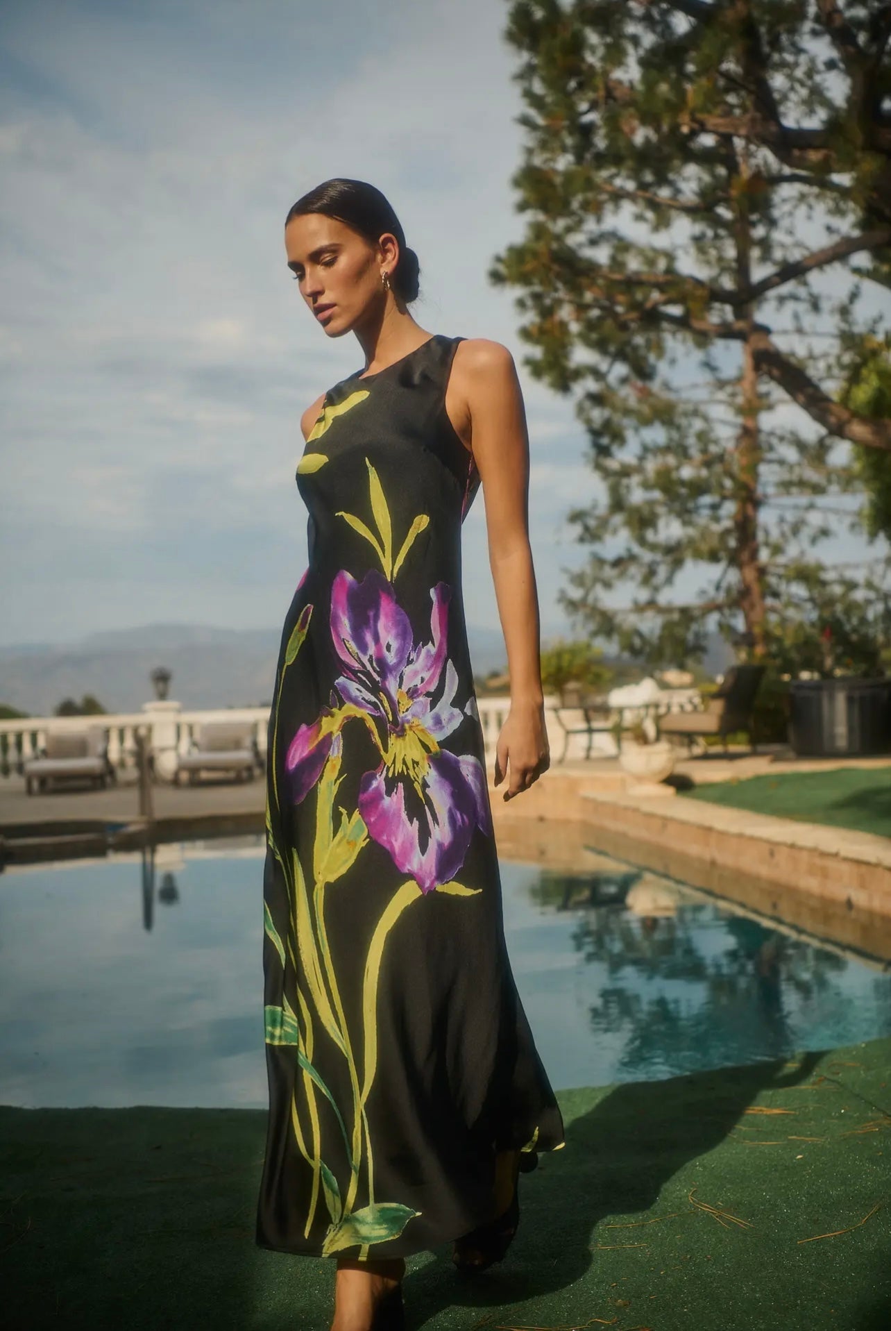 Iris Satin Midi Dress