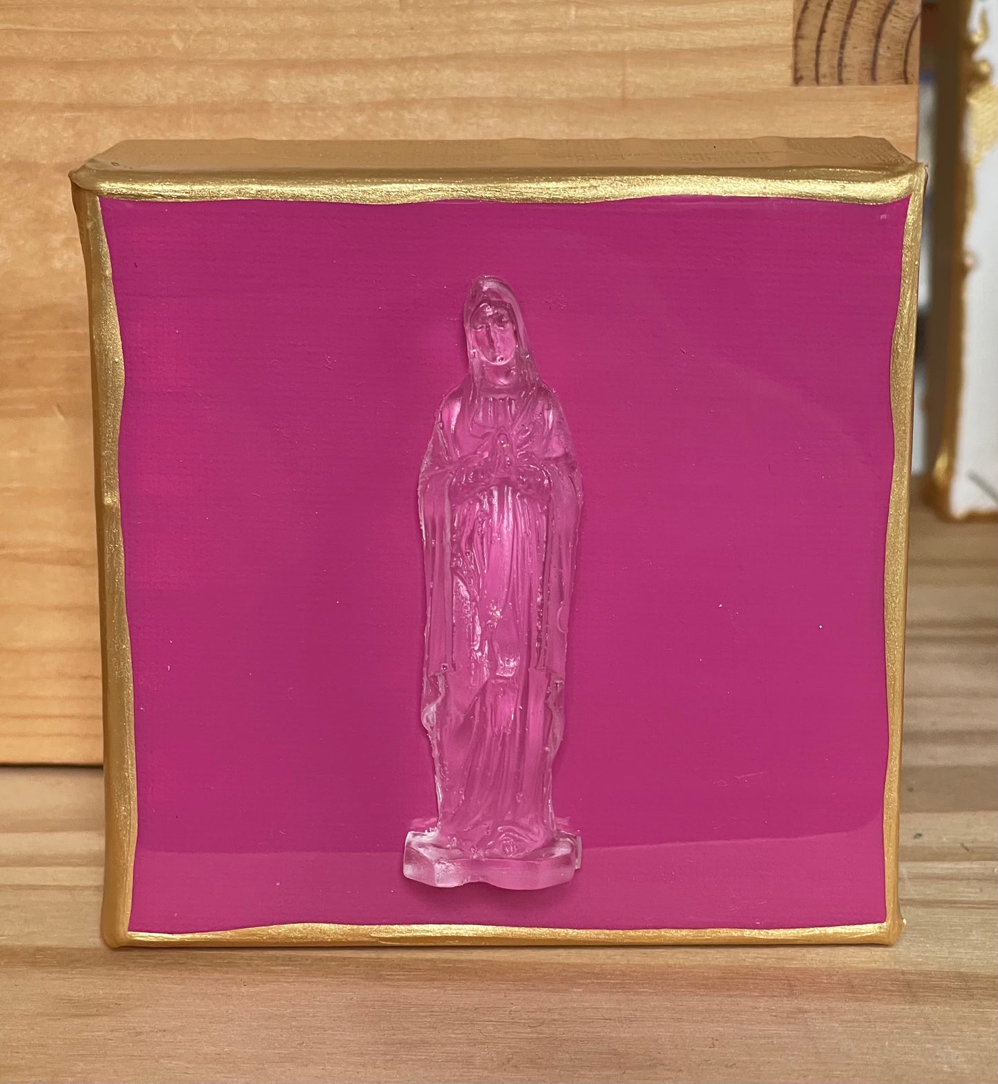 Mother Mary on Pink Canvas