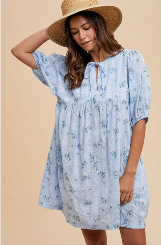 Floral Baby Blue Babydoll Dress