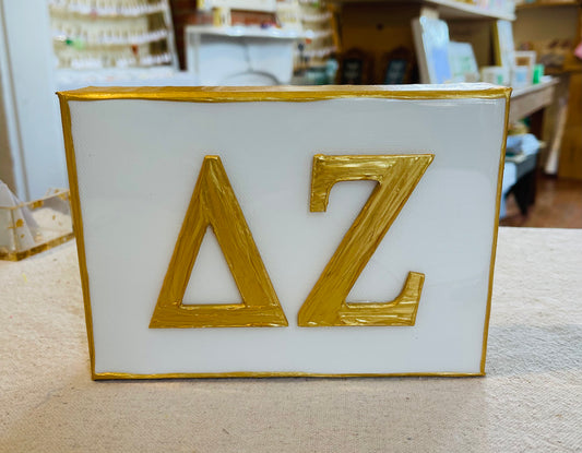 Delta Zeta Gold Letters on 5x7 Canvas