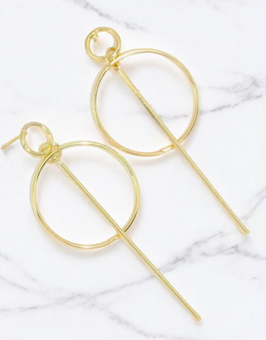 Gold Circle Dangle Earrings