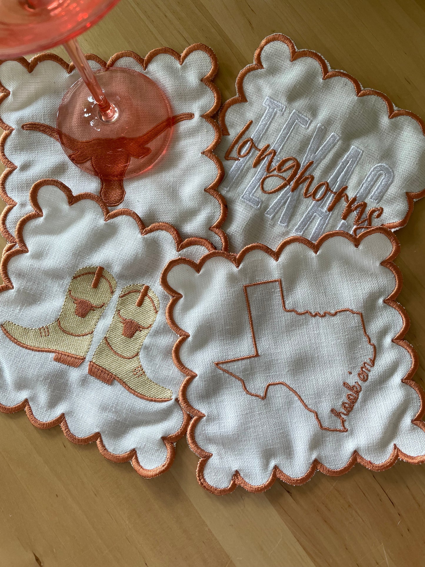 Linen Cocktail Napkins - "Hook 'em"
