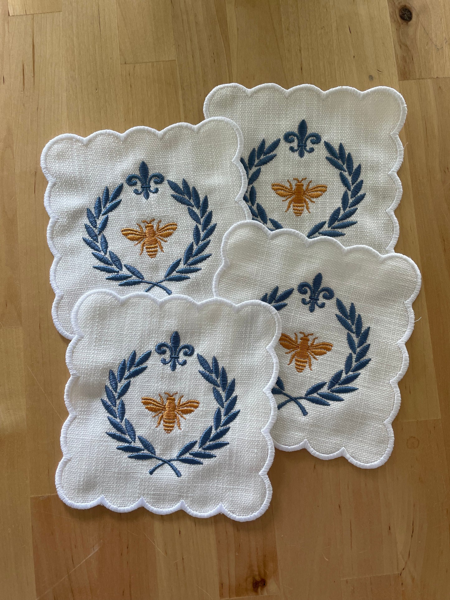 Linen Cocktail Napkins - "French Bee"