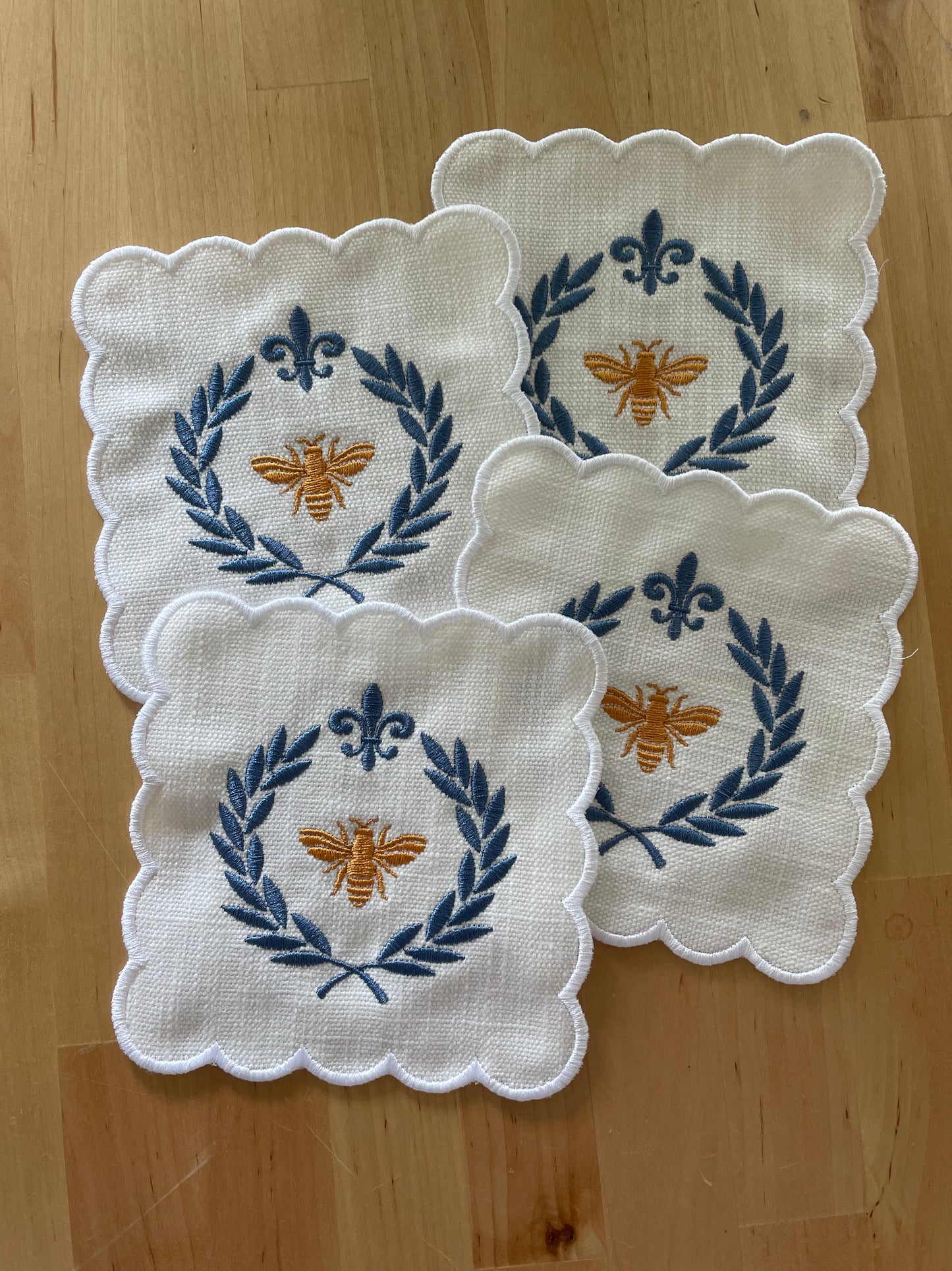 Linen Cocktail Napkins - "French Bee"