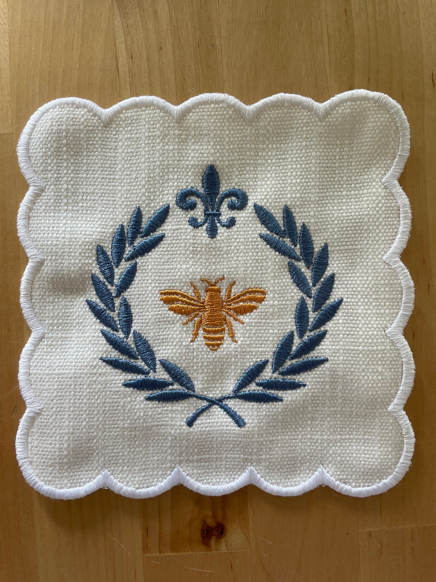 Linen Cocktail Napkins - "French Bee"
