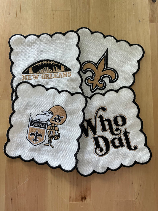 Linen Cocktail Napkins - "Who Dat"