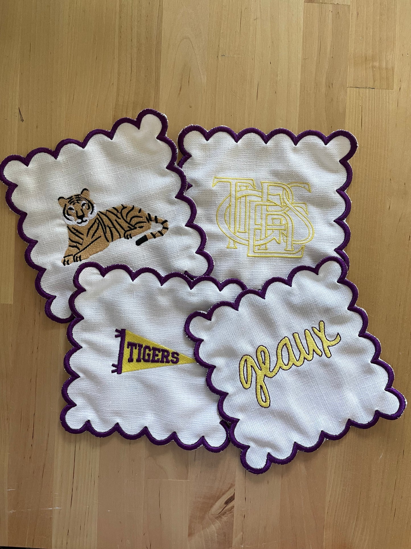 Linen Cocktail Napkins - "Geaux Tigers"