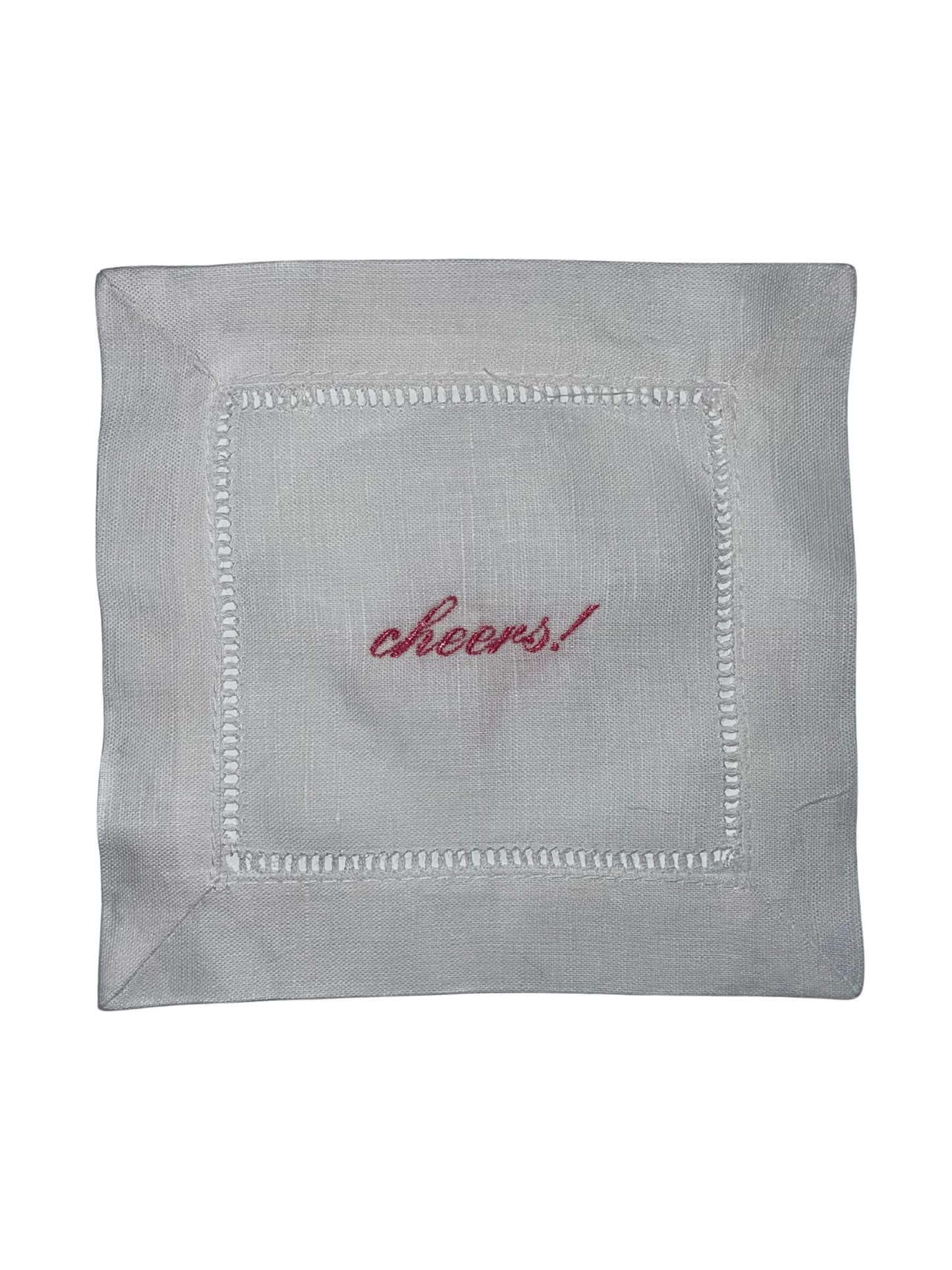 Linen Cocktail Napkins - "cheers!"