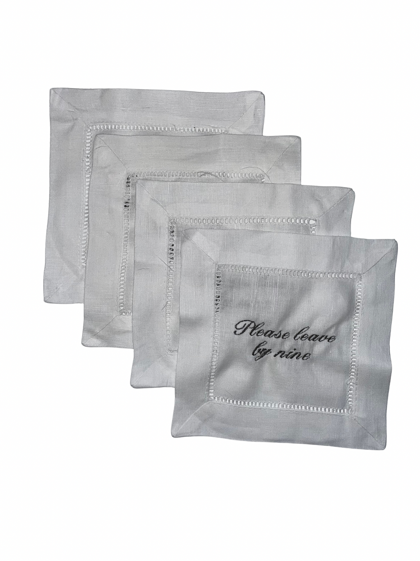 Linen Cocktail Napkins - "Please leave by nine"