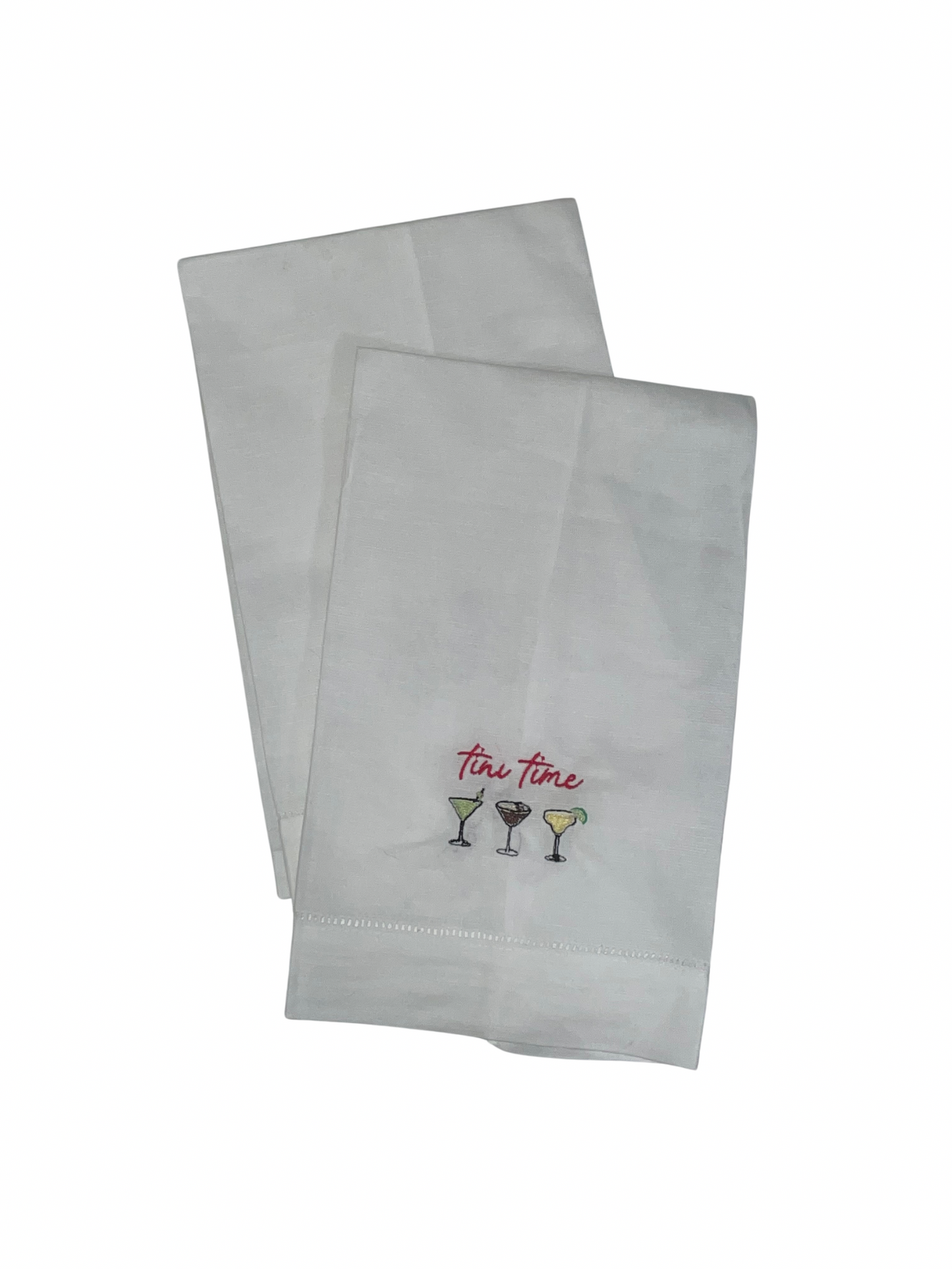 Linen Tea Towel - "tini time"
