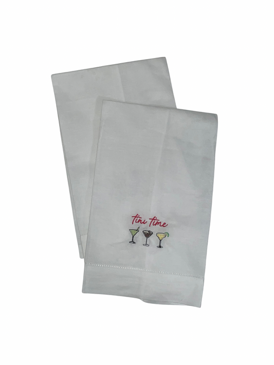 Linen Tea Towel - "tini time"