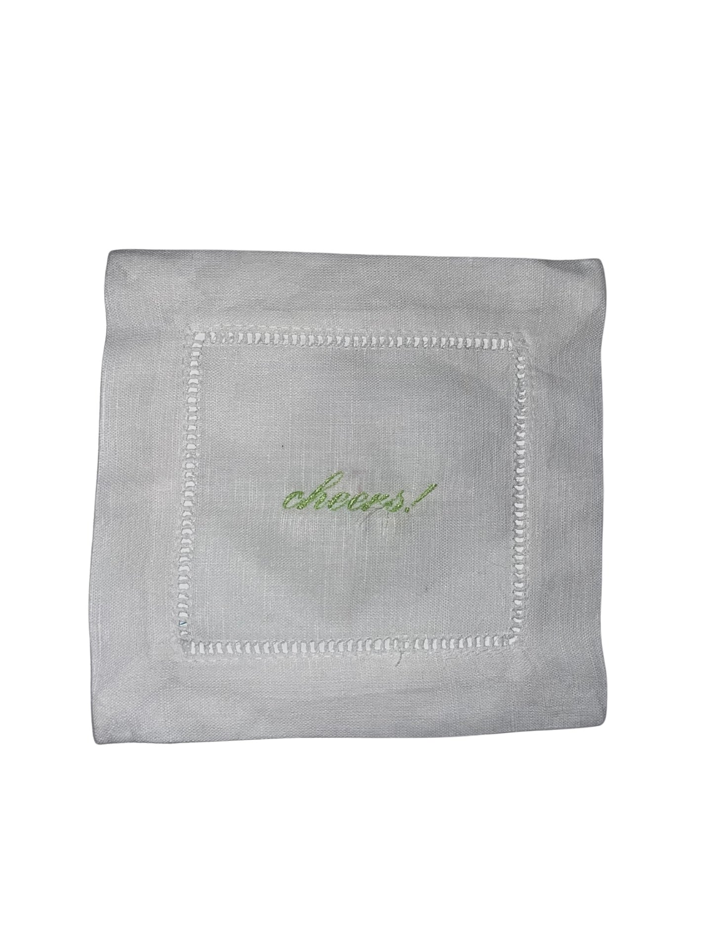 Linen Cocktail Napkins - "cheers!"