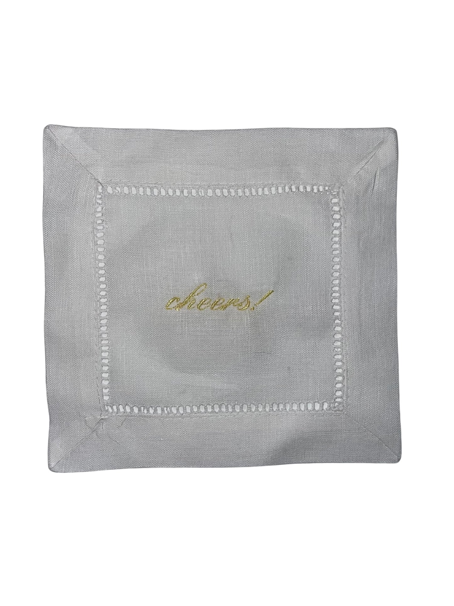 Linen Cocktail Napkins - "cheers!"