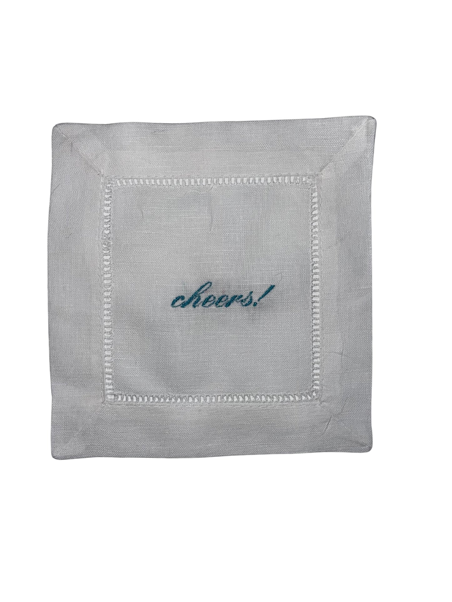 Linen Cocktail Napkins - "cheers!"