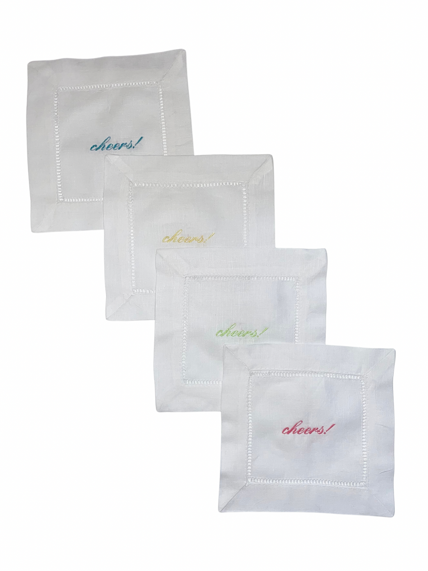 Linen Cocktail Napkins - "cheers!"