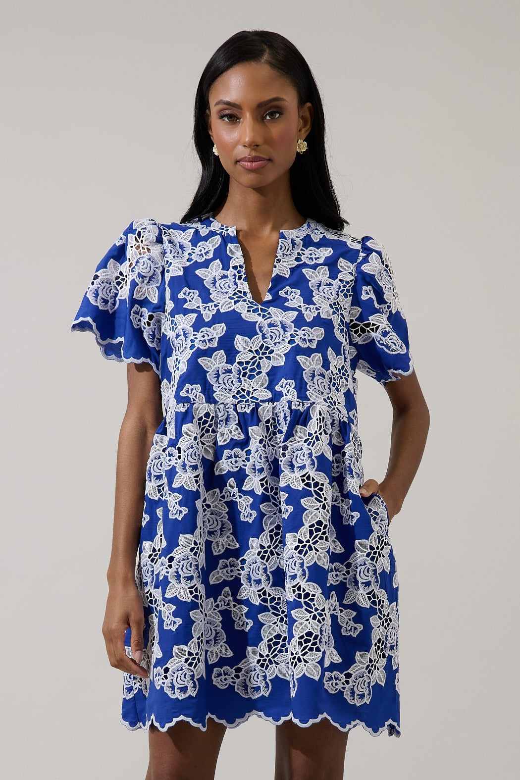 Sherla Embroidered Shift Mini Dress