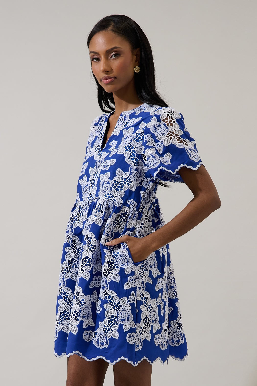 Sherla Embroidered Shift Mini Dress