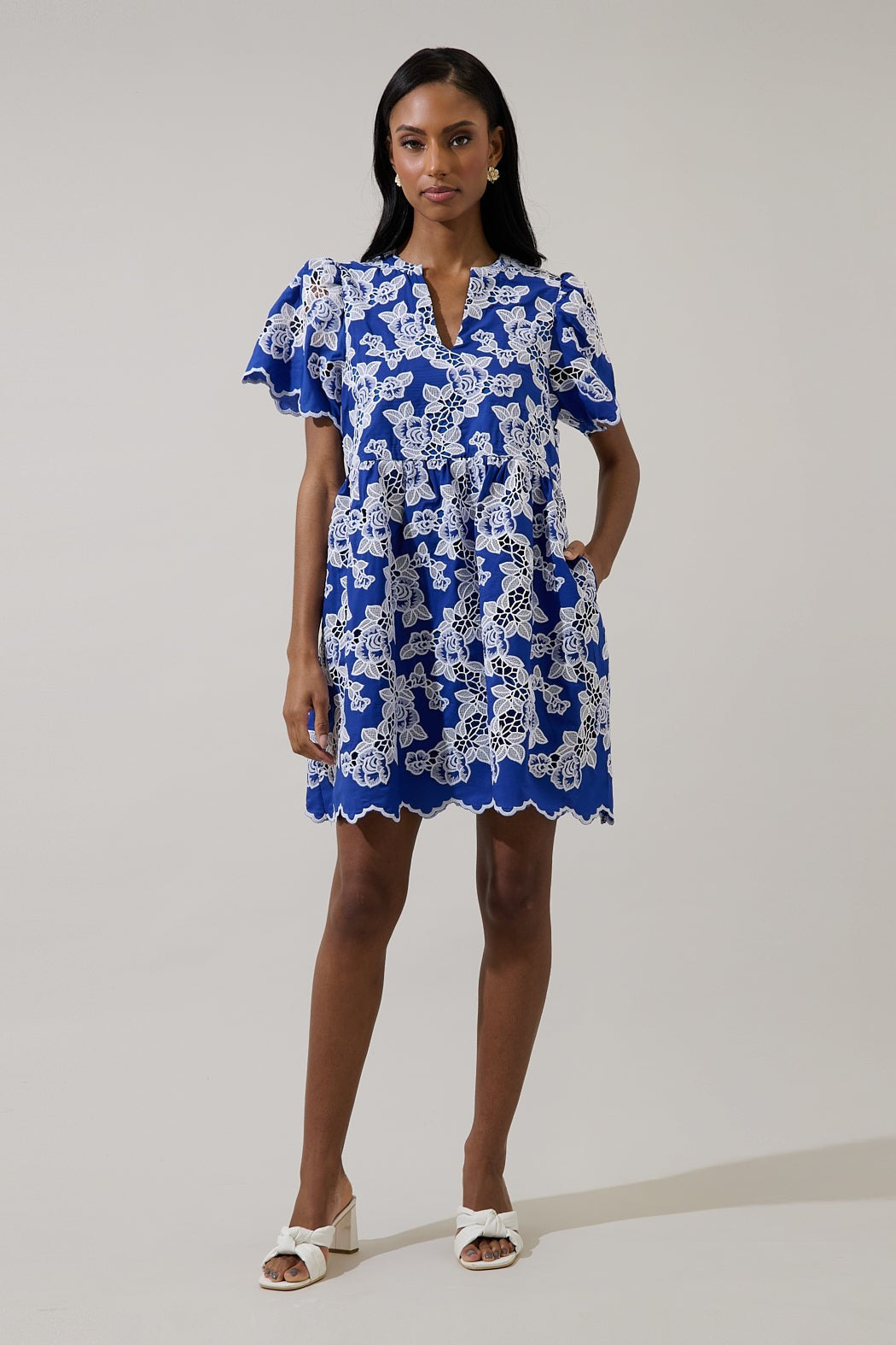 Sherla Embroidered Shift Mini Dress