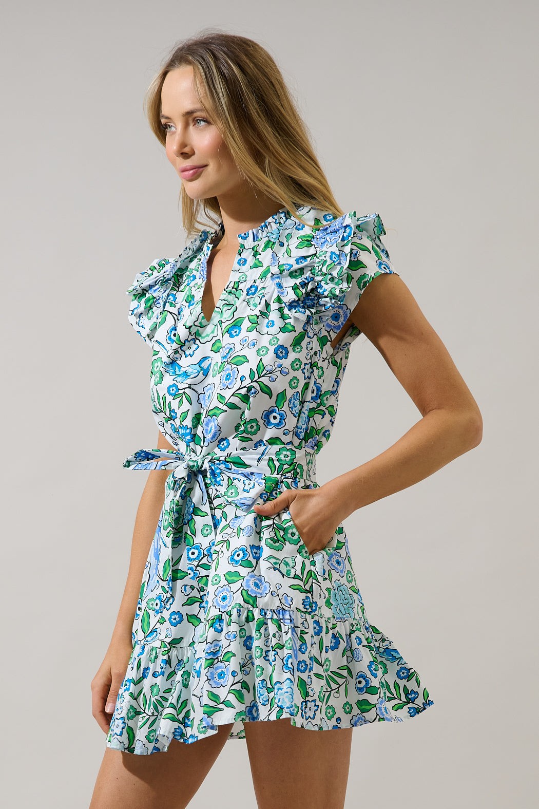 Ivona Ruffle Mini Dress Gianne Floral