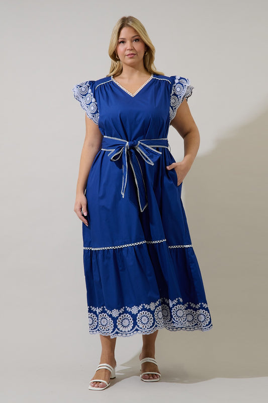Siera Embroidered Ruffle Maxi Dress Curve
