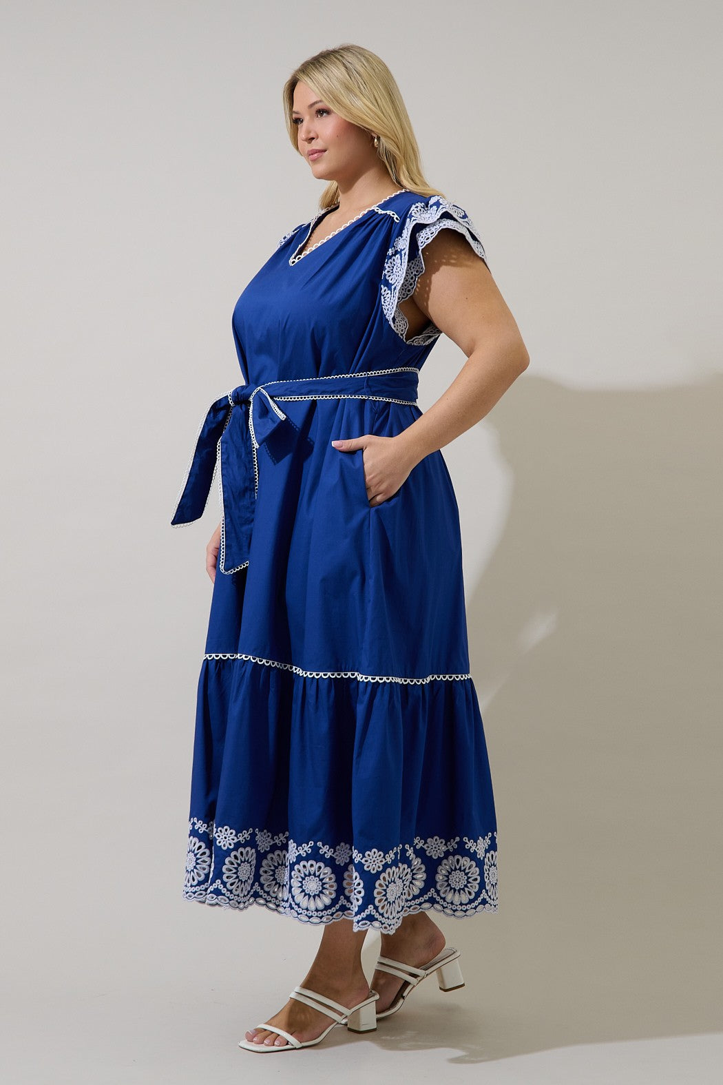 Siera Embroidered Ruffle Maxi Dress Curve