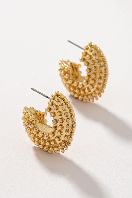 Studded C-Shape Hoop Earrings