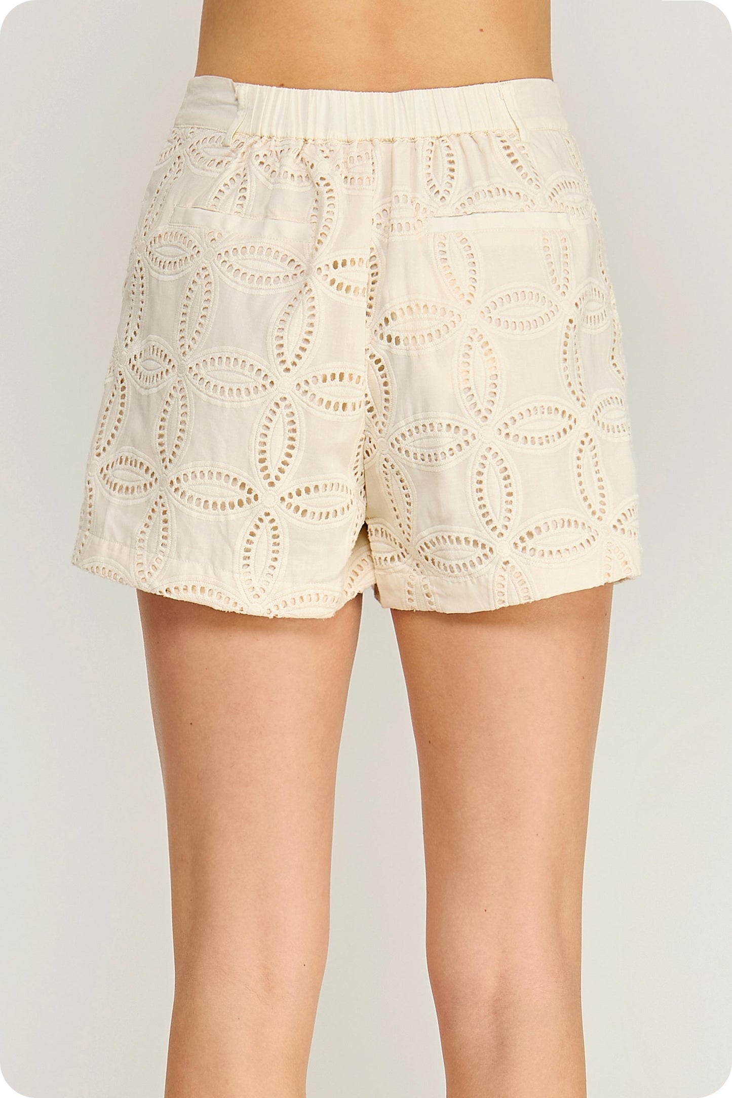 Embroidered Eyelet Tailored Shorts