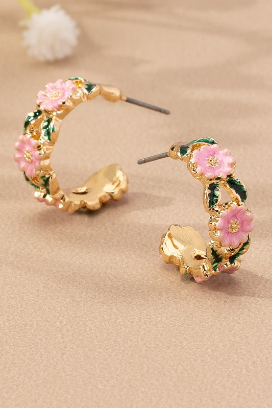 Epoxy Flower Hoop Earrings