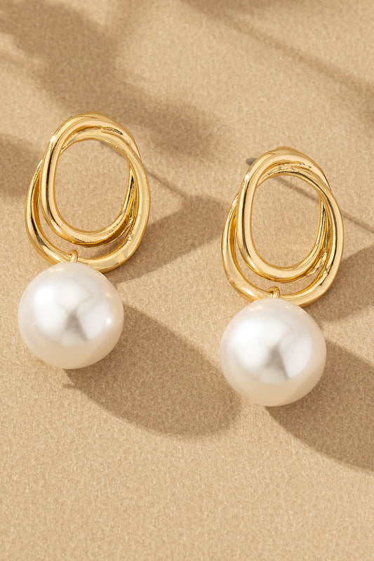 Pearl Drop Hoop Earrings