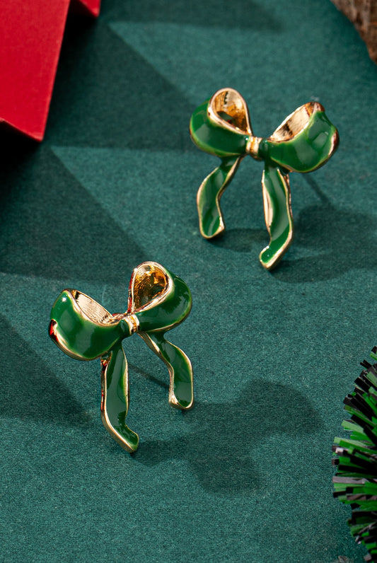 Green Bow Earrings
