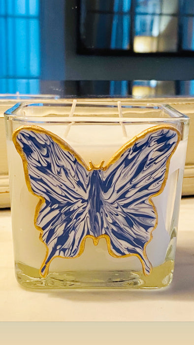 Son of a Sailor - Bella Luxury Candle / Blue/White Butterfly Square Vessel