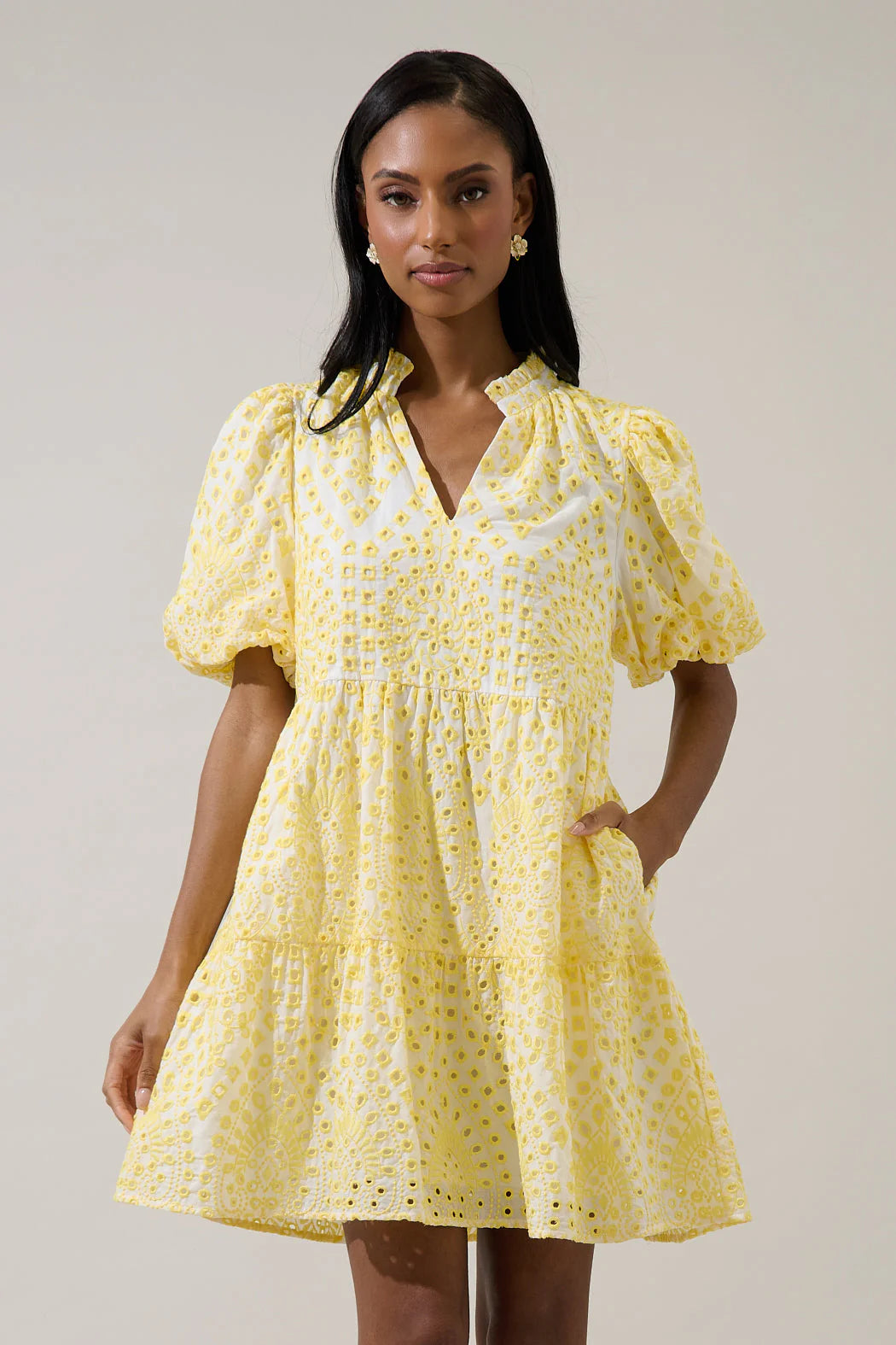 Jacey Babydoll Mini Dress Shayla Eyelet