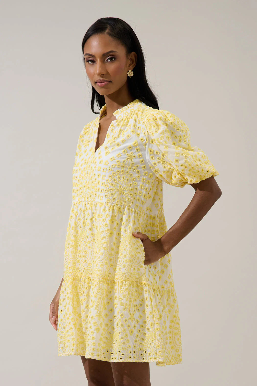 Jacey Babydoll Mini Dress Shayla Eyelet